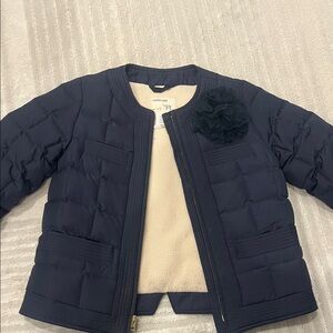 Crewcuts Navy Quilted Jacket with Black Floral Detail